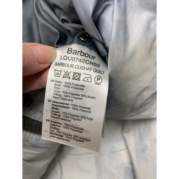 Barbour Womens Gray Quilted Zip Front 2 Pocket Jacket Size 6 - Picture 6 of 8